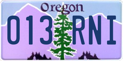 OR license plate 013RNI