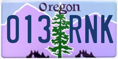 OR license plate 013RNK