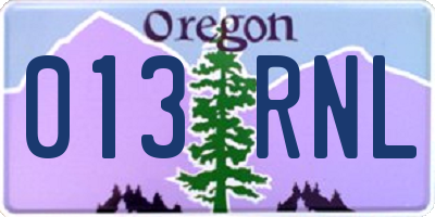 OR license plate 013RNL