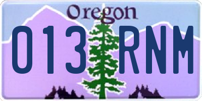 OR license plate 013RNM