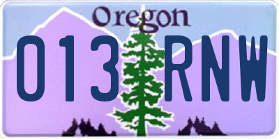 OR license plate 013RNW