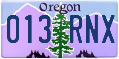 OR license plate 013RNX