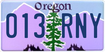 OR license plate 013RNY