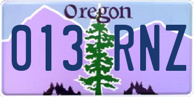 OR license plate 013RNZ