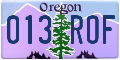 OR license plate 013ROF