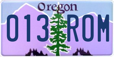 OR license plate 013ROM