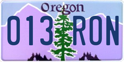 OR license plate 013RON