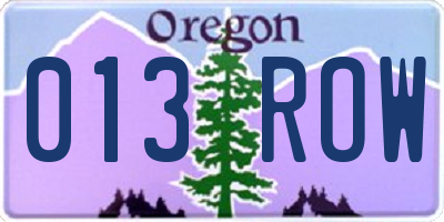 OR license plate 013ROW