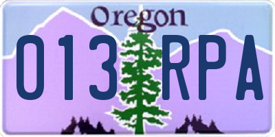 OR license plate 013RPA