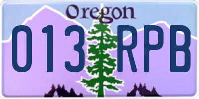 OR license plate 013RPB