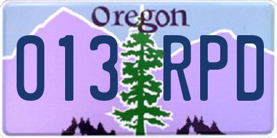 OR license plate 013RPD