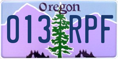 OR license plate 013RPF
