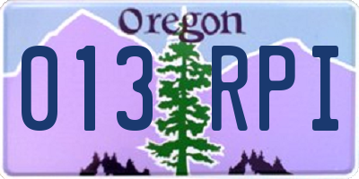 OR license plate 013RPI