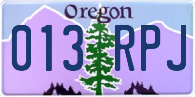 OR license plate 013RPJ