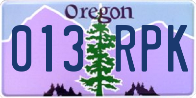OR license plate 013RPK