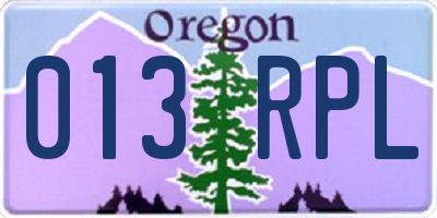 OR license plate 013RPL