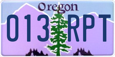 OR license plate 013RPT