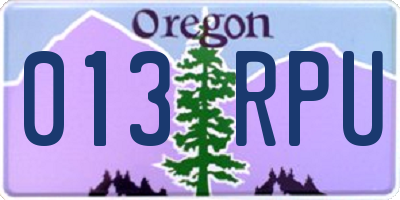 OR license plate 013RPU