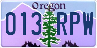 OR license plate 013RPW