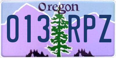 OR license plate 013RPZ