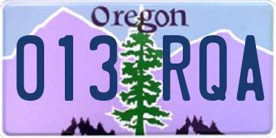 OR license plate 013RQA