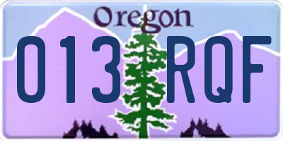 OR license plate 013RQF