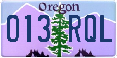 OR license plate 013RQL