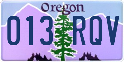 OR license plate 013RQV