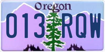 OR license plate 013RQW