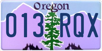 OR license plate 013RQX