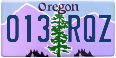 OR license plate 013RQZ
