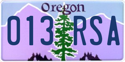 OR license plate 013RSA