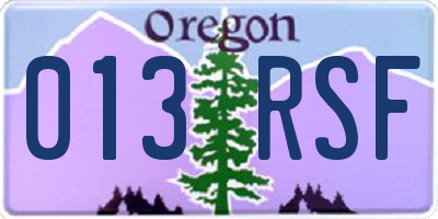 OR license plate 013RSF