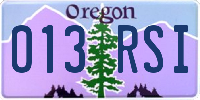 OR license plate 013RSI
