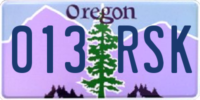 OR license plate 013RSK