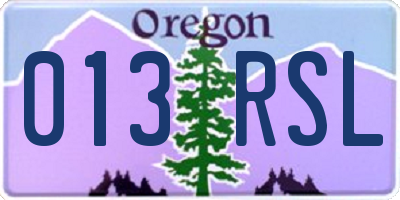 OR license plate 013RSL