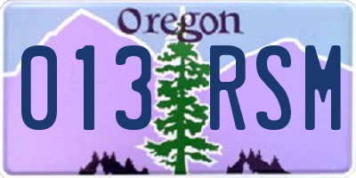 OR license plate 013RSM