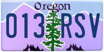OR license plate 013RSV