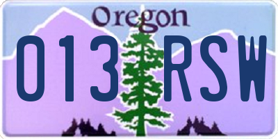 OR license plate 013RSW