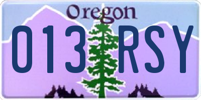 OR license plate 013RSY