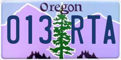 OR license plate 013RTA