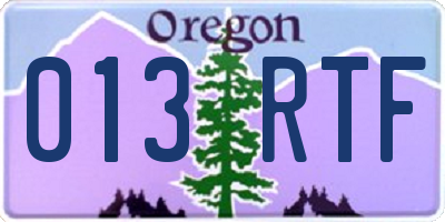 OR license plate 013RTF