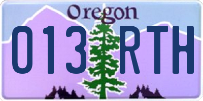 OR license plate 013RTH