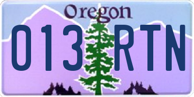 OR license plate 013RTN