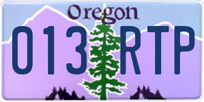OR license plate 013RTP