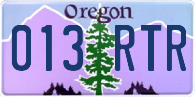 OR license plate 013RTR