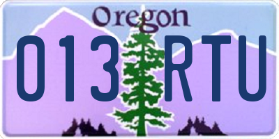 OR license plate 013RTU