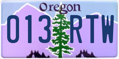 OR license plate 013RTW