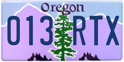 OR license plate 013RTX