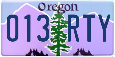 OR license plate 013RTY